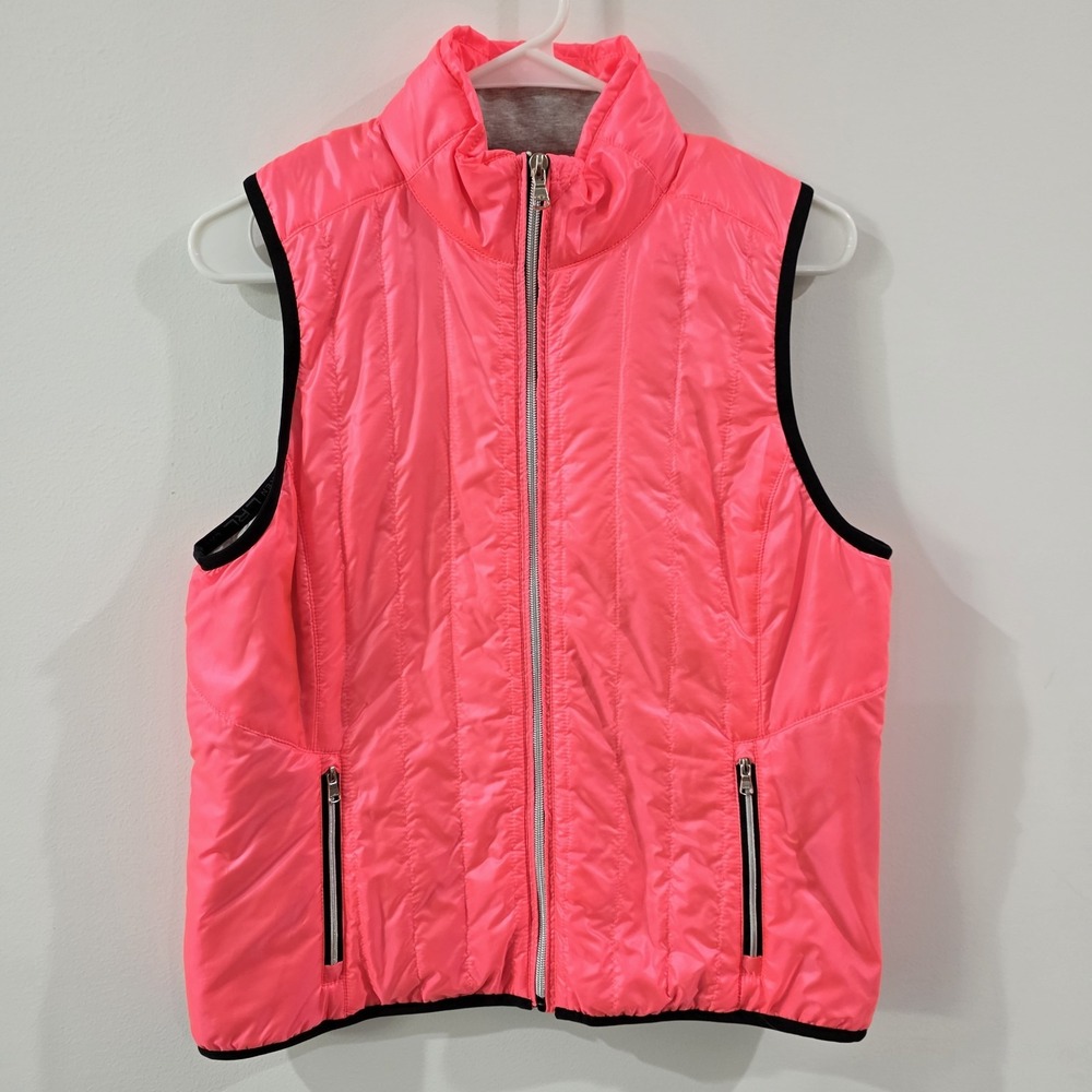 Lauren Ralph Lauren Womens Puffer Vest Size Medium Neon Pink Zip Up‎ Outerwear